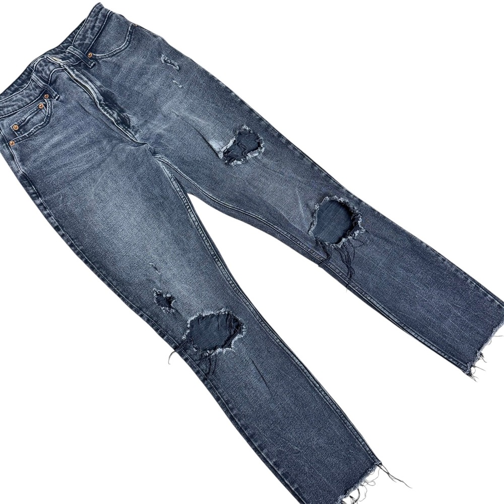 Abercrombie & Fitch Simone High Rise Slim Distressed Black Jeans 28 6 Raw Hem - Picture 2 of 6